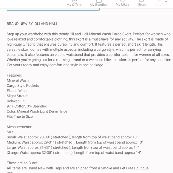Oli & Hali 💜 337 Oli and Hali Mineral Wash Cargo Skort Shorts Relaxed Fit SRC - Picture 7 of 7